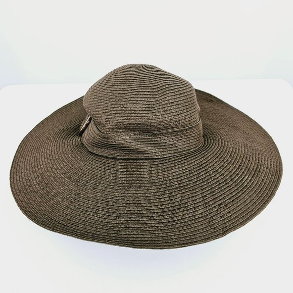 Merona Hat Floppy Brown Sun Side Buckle One Side Paper Blend Outdoor Beach New - Picture 1 of 12